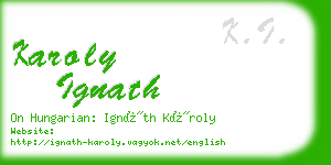 karoly ignath business card